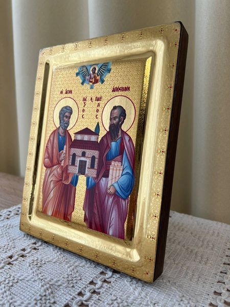 Икона Святых апостолов Петра и Павла на полированном золотом фоне 16&times;20 см (Греция) 5-161220510 фото