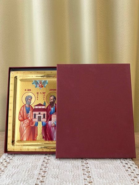 Икона Святых апостолов Петра и Павла на полированном золотом фоне 16&times;20 см (Греция) 5-161220510 фото