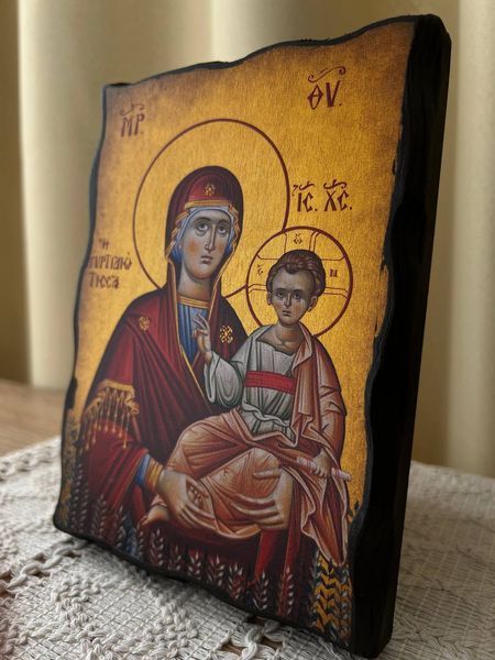 Ікона Богородиці Миртидіотіссі (Миртидійської) із золотим тлом 13&times;18 см (Греція) 5-1119883 фото